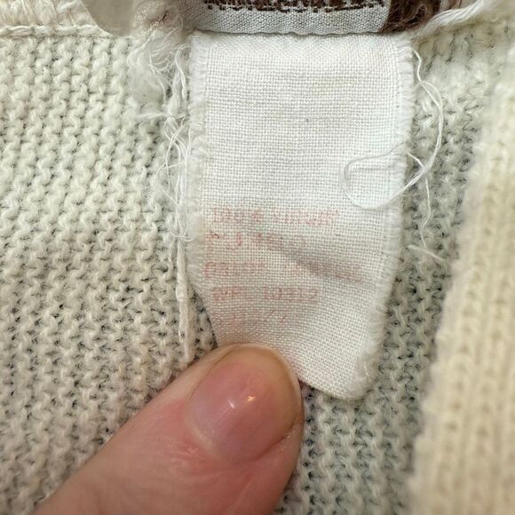 Vintage Montgomery Ward Cream Stripe Polo Collared Sweater Button M - Picture 4 of 7